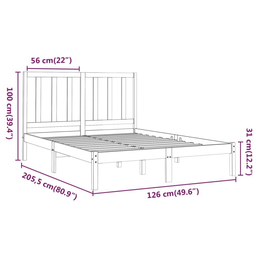 vidaXL Sängynrunko täysi puu 120x200 cm hinta ja tiedot | Sängyt | hobbyhall.fi