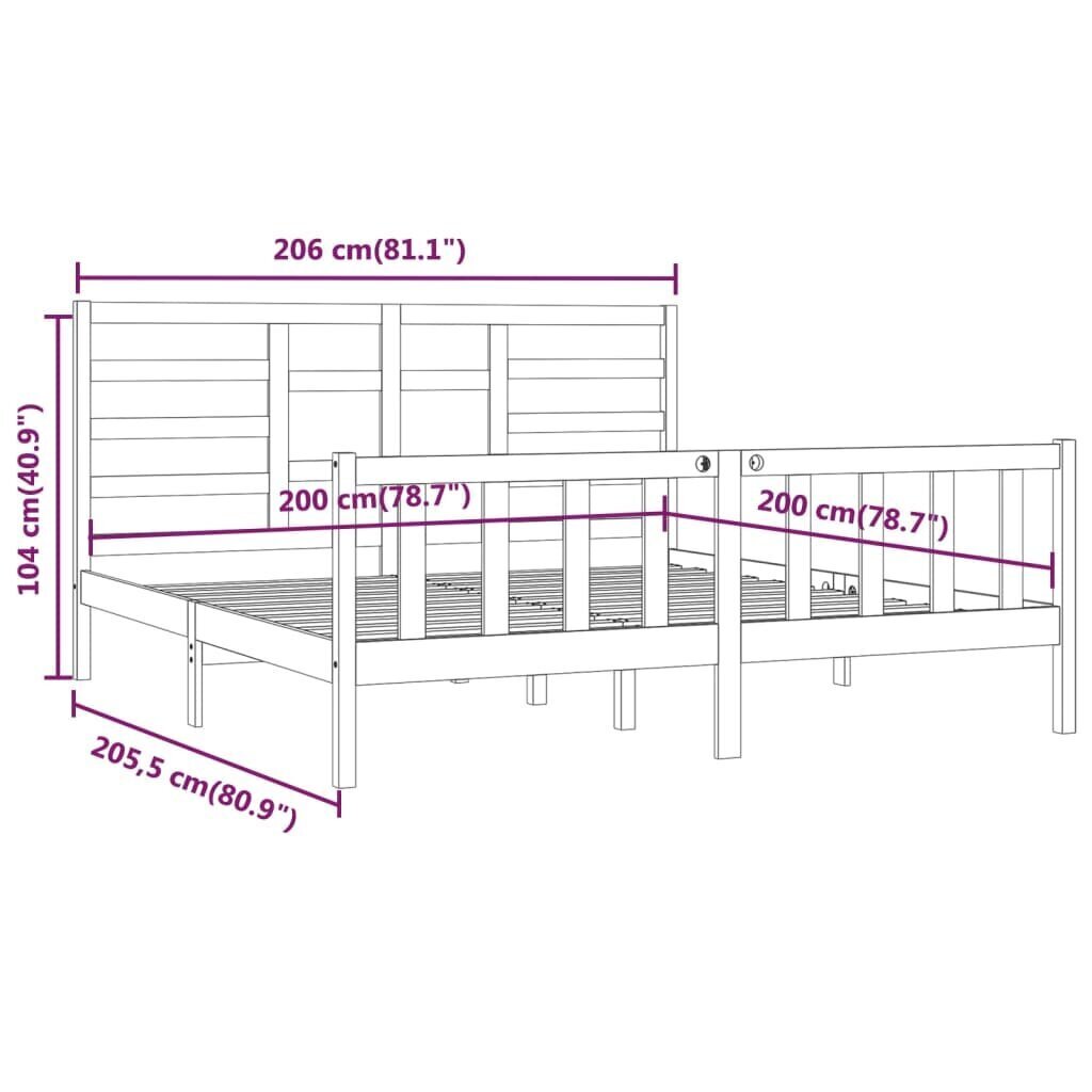 vidaXL Sängynrunko hunajanruskea täysi mänty 200x200 cm hinta ja tiedot | Sängyt | hobbyhall.fi