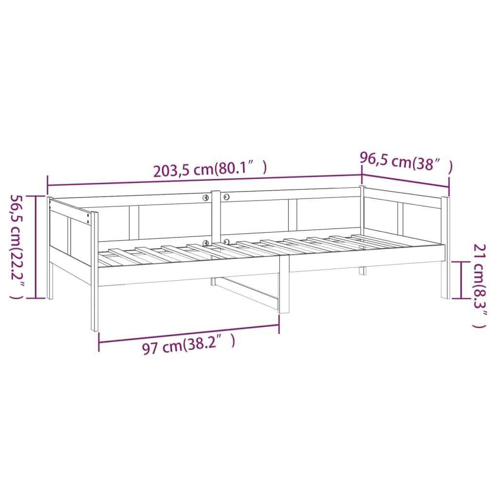 vidaXL Sohvasänky valkoinen täysi mänty 90x200 cm hinta ja tiedot | Sängyt | hobbyhall.fi