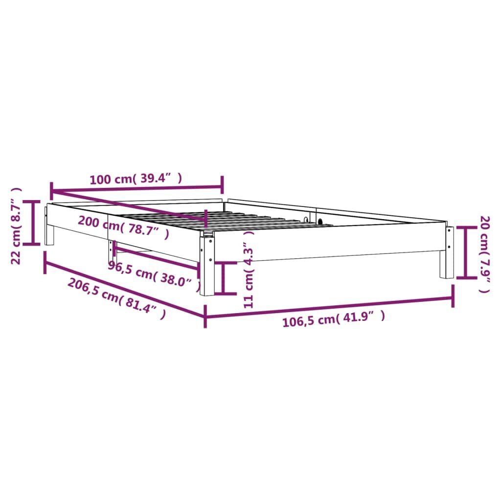 vidaXL Pinottava sänky valkoinen 100x200 cm täysi mänty hinta ja tiedot | Sängyt | hobbyhall.fi