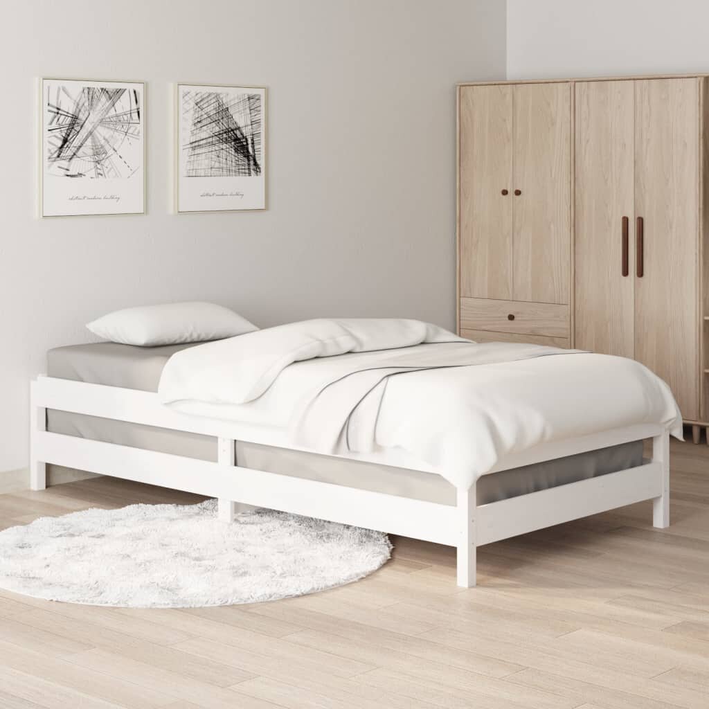 vidaXL Pinottava sänky valkoinen 100x200 cm täysi mänty hinta ja tiedot | Sängyt | hobbyhall.fi
