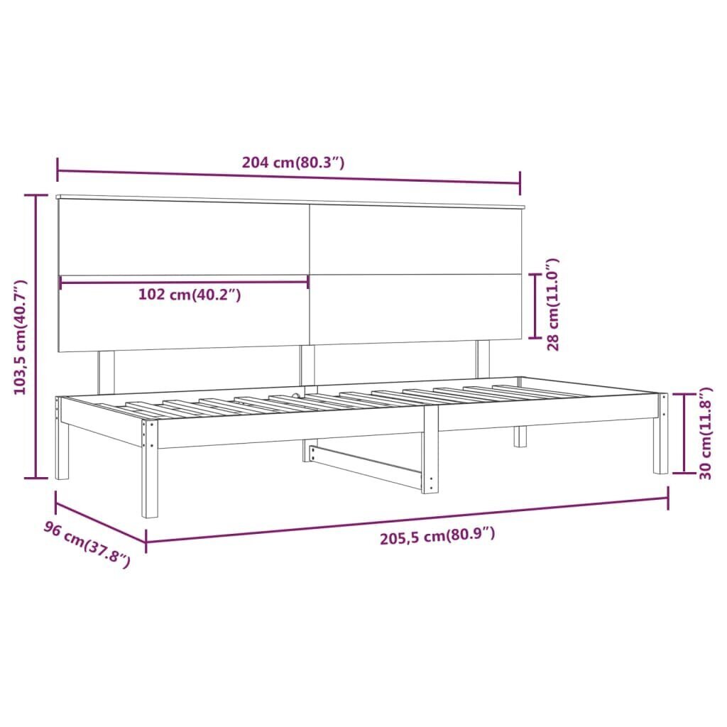 vidaXL Sohvasänky musta 90x200 cm täysi mänty hinta ja tiedot | Sängyt | hobbyhall.fi