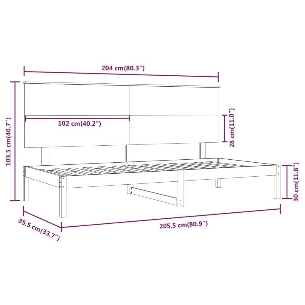 vidaXL Sohvasänky 80x200 cm täysi mänty hinta ja tiedot | Sängyt | hobbyhall.fi