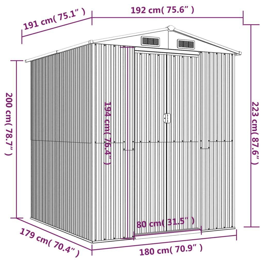 vidaXL Puutarhavaja vaaleanruskea 192x191x223 cm galvanoitu teräs hinta ja tiedot | Piharakennukset | hobbyhall.fi