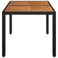 vidaXL Puutarhapöytä puulevyllä musta 90x90x75 cm polyrottinki hinta ja tiedot | Puutarhapöydät | hobbyhall.fi