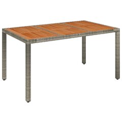 vidaXL Puutarhapöytä puinen pöytälevy harmaa 150x90x75 cm polyrottinki hinta ja tiedot | Puutarhapöydät | hobbyhall.fi