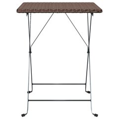 vidaXL Taitettava bistropöytä ruskea 55x54x71 cm polyrottinki hinta ja tiedot | Puutarhapöydät | hobbyhall.fi