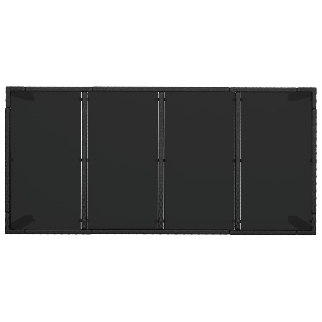 vidaXL Puutarhapöytä lasipöytälevy musta 190x90x75 cm polyrottinki hinta ja tiedot | Puutarhapöydät | hobbyhall.fi