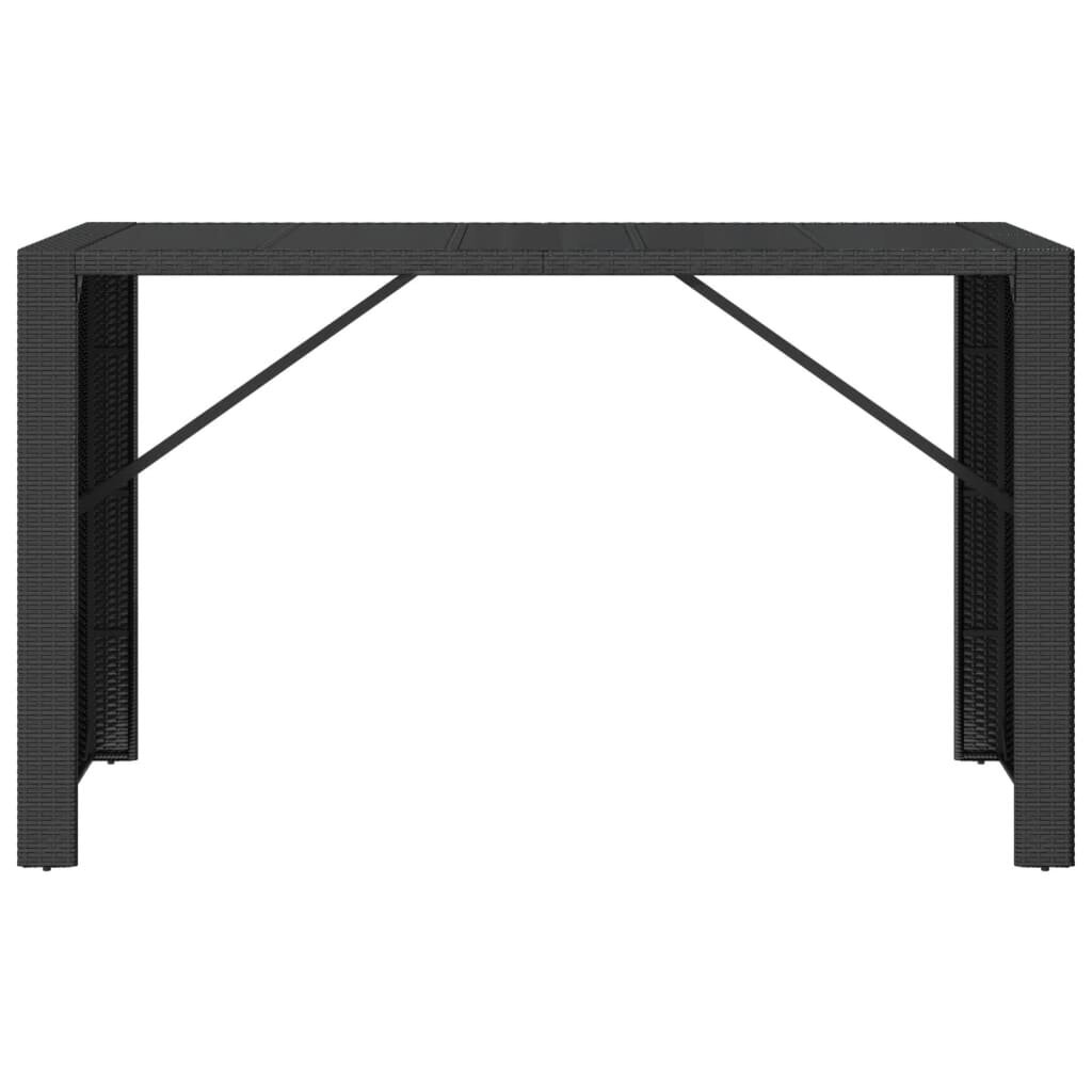 vidaXL Baaripöytä lasipöytälevyllä musta 185x80x110 cm polyrottinki hinta ja tiedot | Puutarhapöydät | hobbyhall.fi