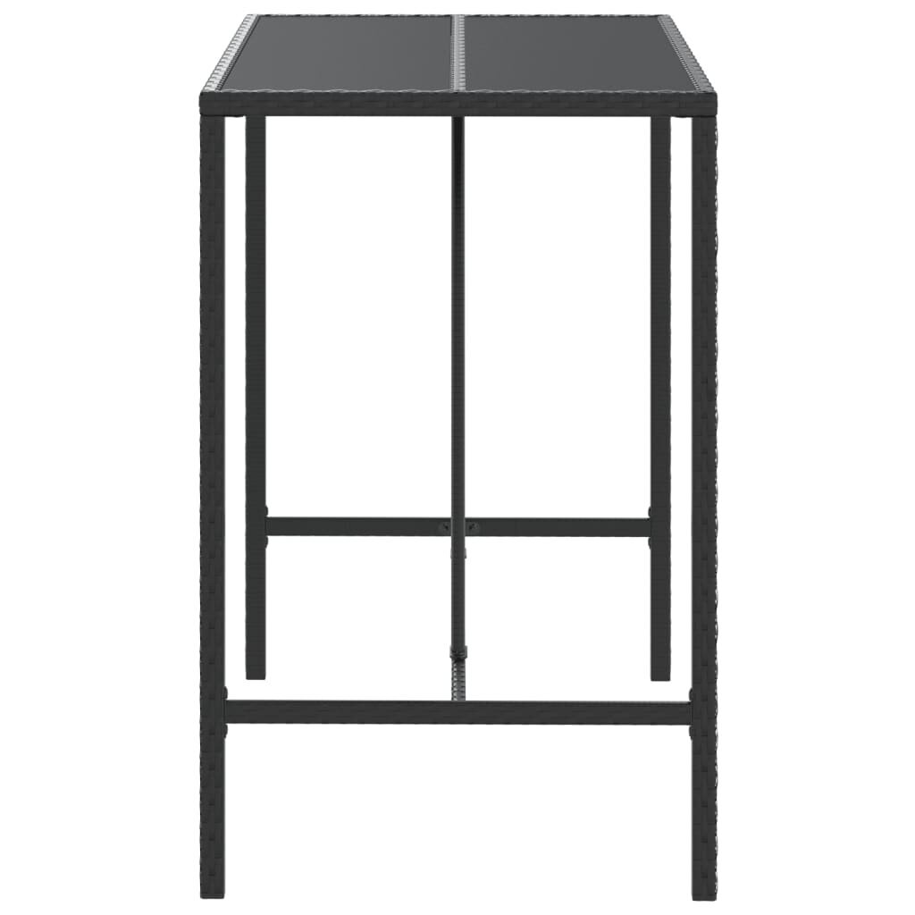 vidaXL Baaripöytä lasipöytälevyllä musta 110x70x110 cm polyrottinki hinta ja tiedot | Puutarhapöydät | hobbyhall.fi