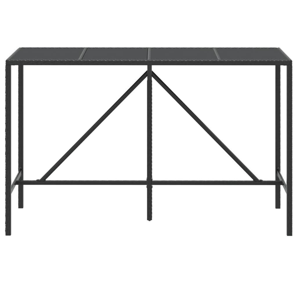 vidaXL Baaripöytä lasipöytälevyllä musta 180x70x110 cm polyrottinki hinta ja tiedot | Puutarhapöydät | hobbyhall.fi