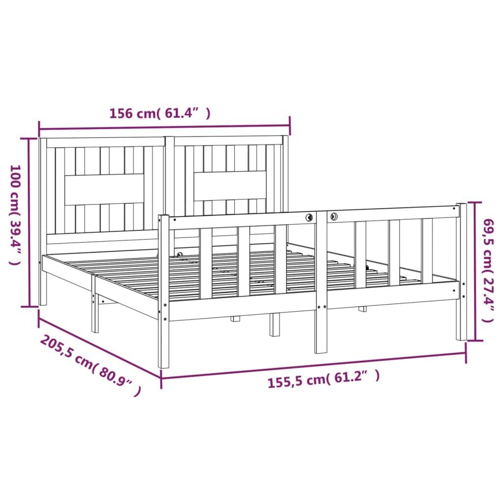 vidaXL Sängynrunko päätylevyllä 150x200 cm täysi mänty 5FT hinta ja tiedot | Sängyt | hobbyhall.fi