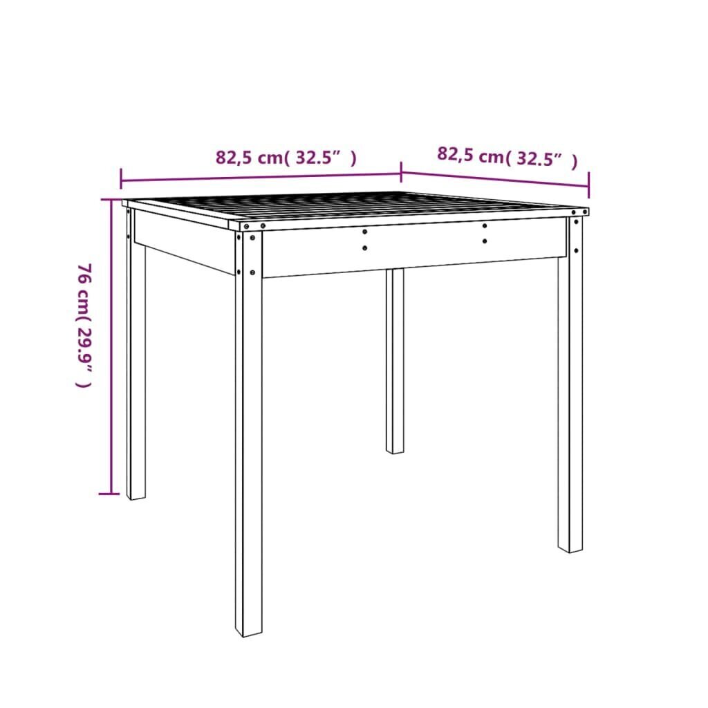 vidaXL Puutarhapöytä 82,5x82,5x76 cm täysi douglaskuusi hinta ja tiedot | Puutarhapöydät | hobbyhall.fi