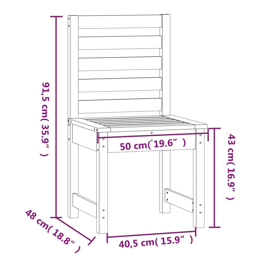 vidaXL Puutarhatuolit 2 kp harmaa 40,5x48x91,5 cm täysi mänty hinta ja tiedot | Puutarhatuolit | hobbyhall.fi