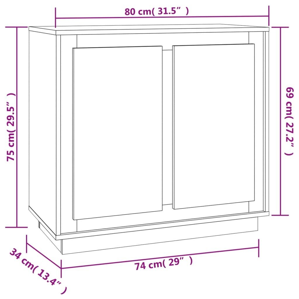 vidaXL Senkki Sonoma tammi 80x34x75 cm tekninen puu hinta ja tiedot | Olohuoneen kaapit ja lipastot | hobbyhall.fi