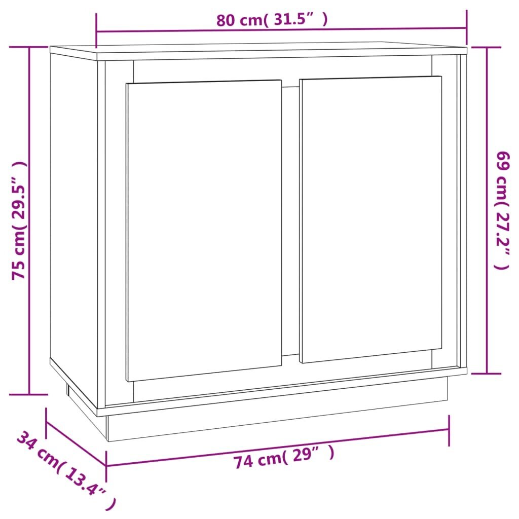 vidaXL Senkki savutammi 80x34x75 cm tekninen puu hinta ja tiedot | Olohuoneen kaapit ja lipastot | hobbyhall.fi