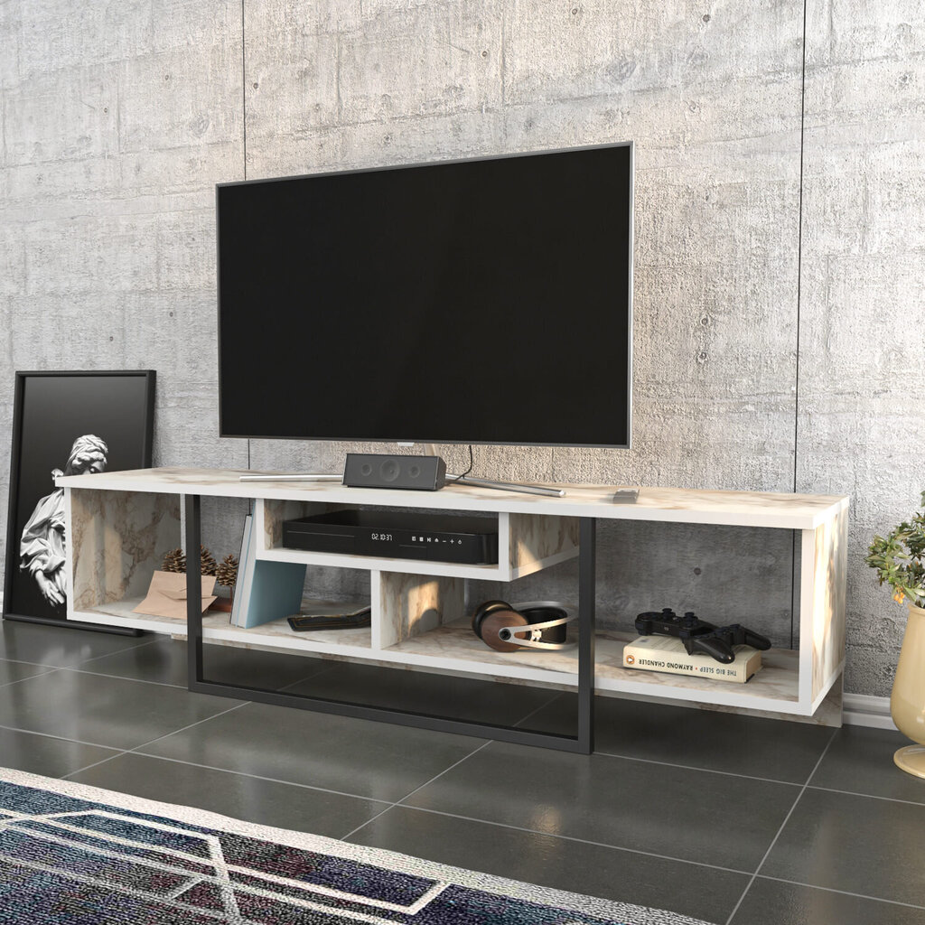 TV-taso, Asir, 150x35,2x40 cm, musta/valkoinen hinta ja tiedot | TV-tasot | hobbyhall.fi