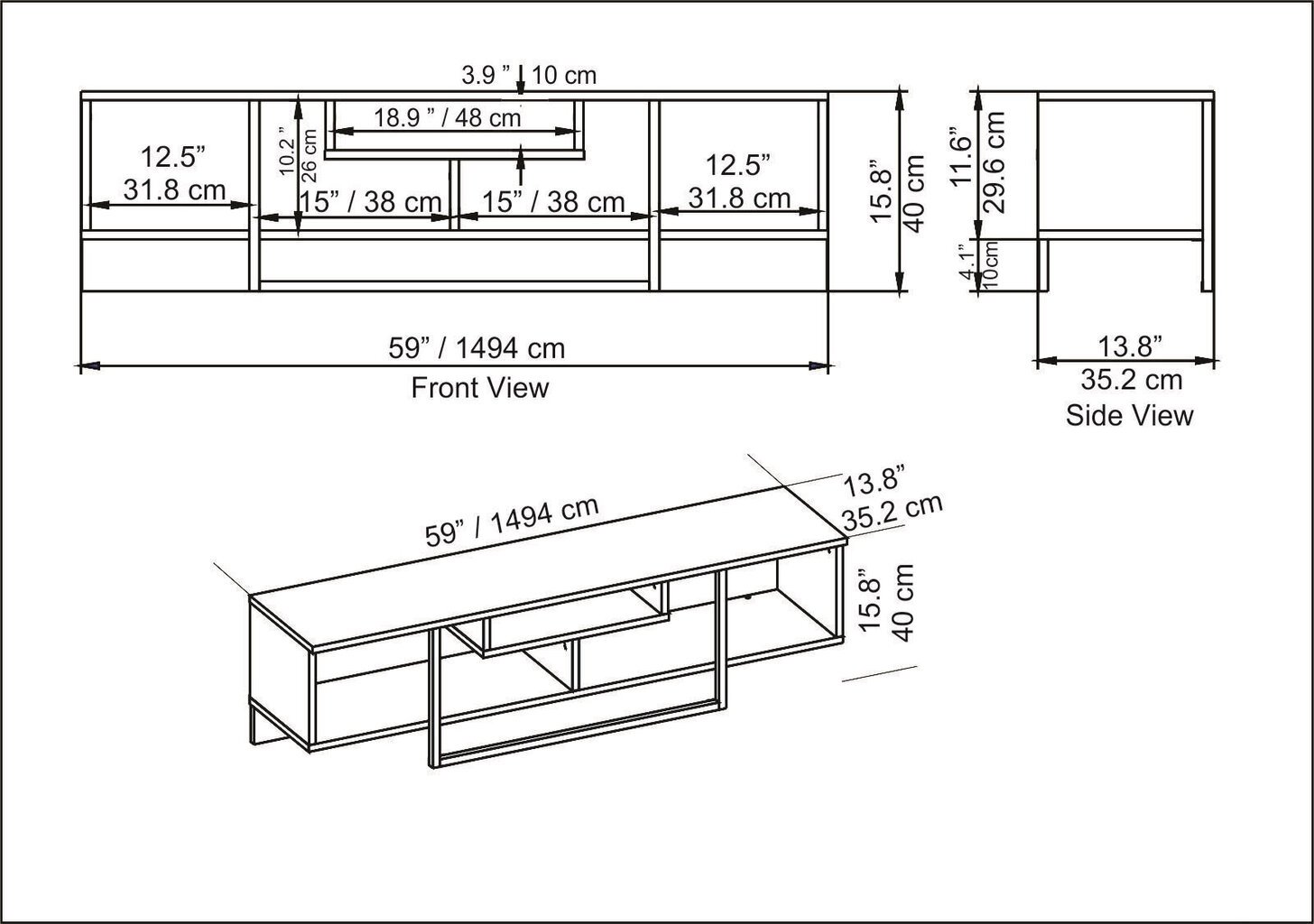 TV-taso, Asir, 150x35,2x40 cm, musta/valkoinen hinta ja tiedot | TV-tasot | hobbyhall.fi