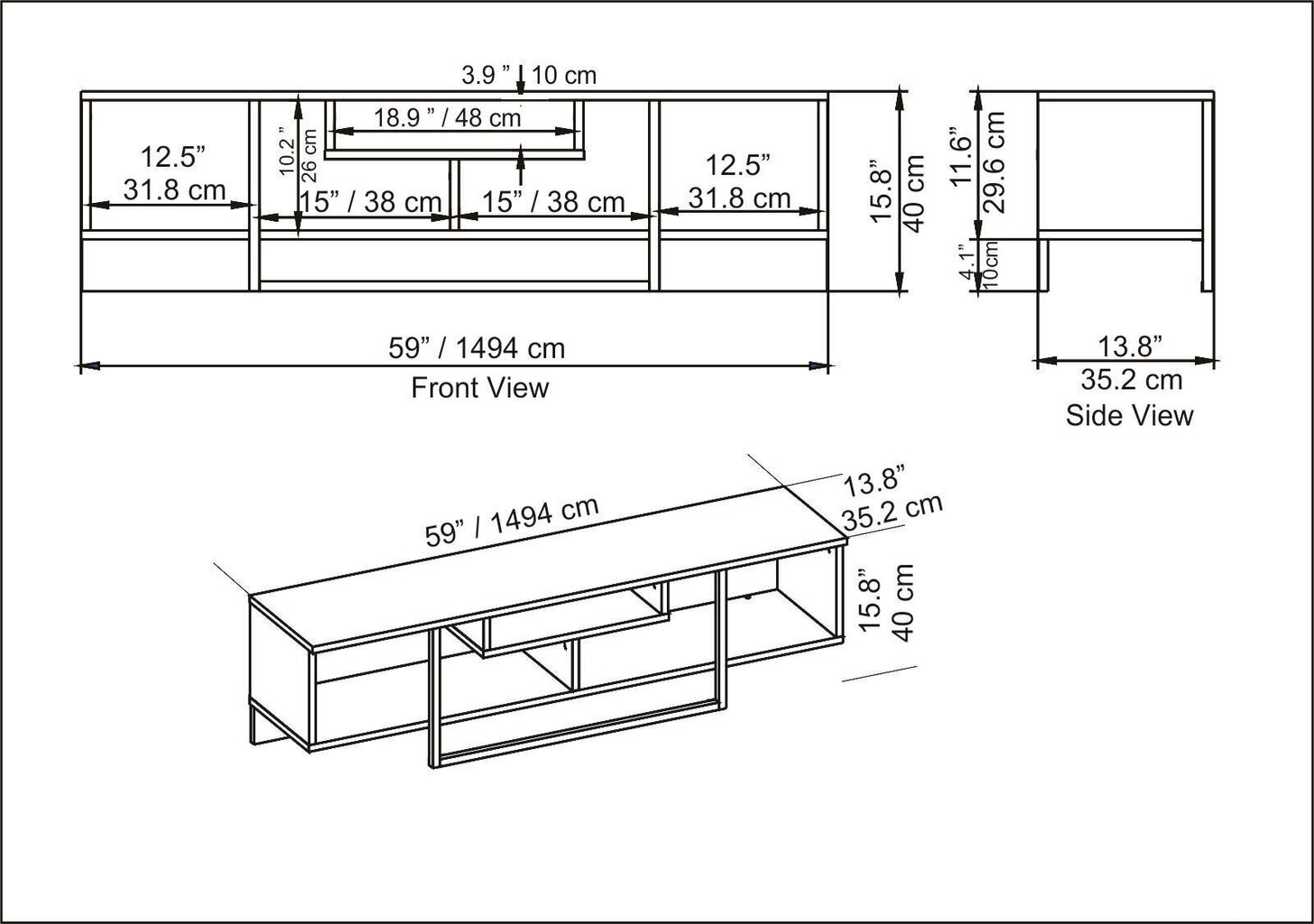 TV-taso, Asir, 150x35,2x40 cm, valkoinen hinta ja tiedot | TV-tasot | hobbyhall.fi