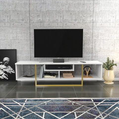 TV-taso, Asir, 150x35,2x40 cm, valkoinen/kulta hinta ja tiedot | TV-tasot | hobbyhall.fi