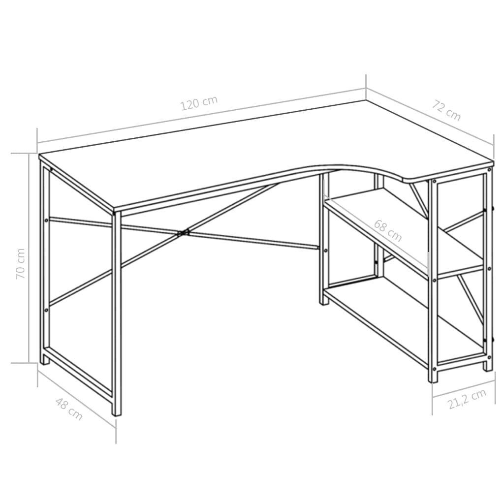 vidaXL Tietokonepöytä 120x72x70 cm valkoinen hinta ja tiedot | Tietokonepöydät ja työpöydät | hobbyhall.fi