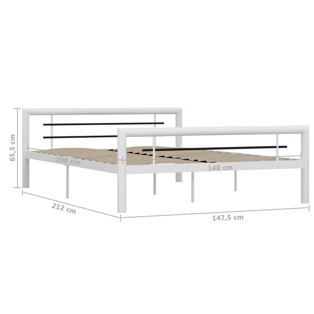 vidaXL Sängynrunko valkoinen ja musta metalli 140x200 cm hinta ja tiedot | Sängyt | hobbyhall.fi