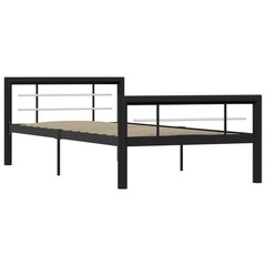 vidaXL Sängynrunko musta ja valkoinen metalli 90x200 cm hinta ja tiedot | Sängyt | hobbyhall.fi