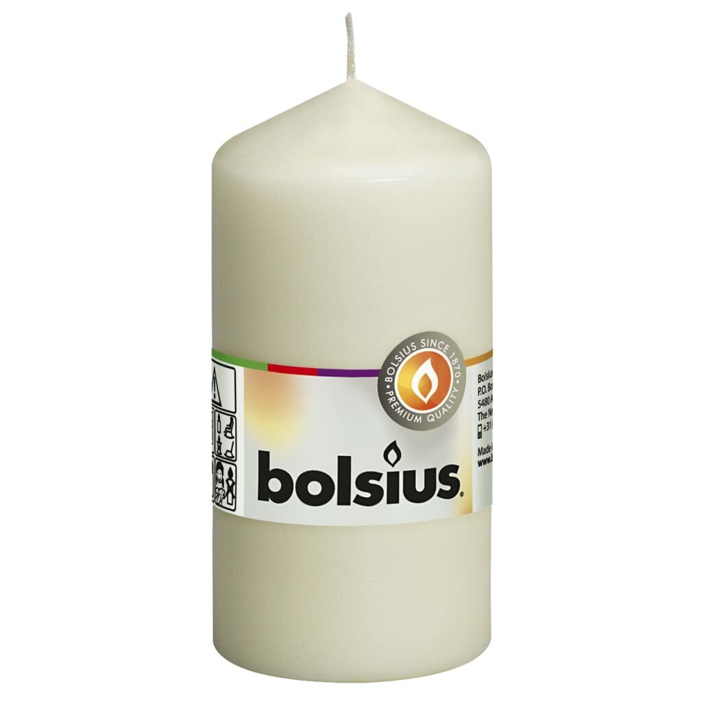 Bolsius Pilarikynttilät 10 kpl 120x58 mm norsunluu hinta ja tiedot | Kynttilät ja kynttilänjalat | hobbyhall.fi