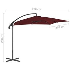 vidaXL Riippuva aurinkovarjo teräspylväällä 250x250 cm viininpunainen hinta ja tiedot | Aurinkovarjot ja markiisit | hobbyhall.fi