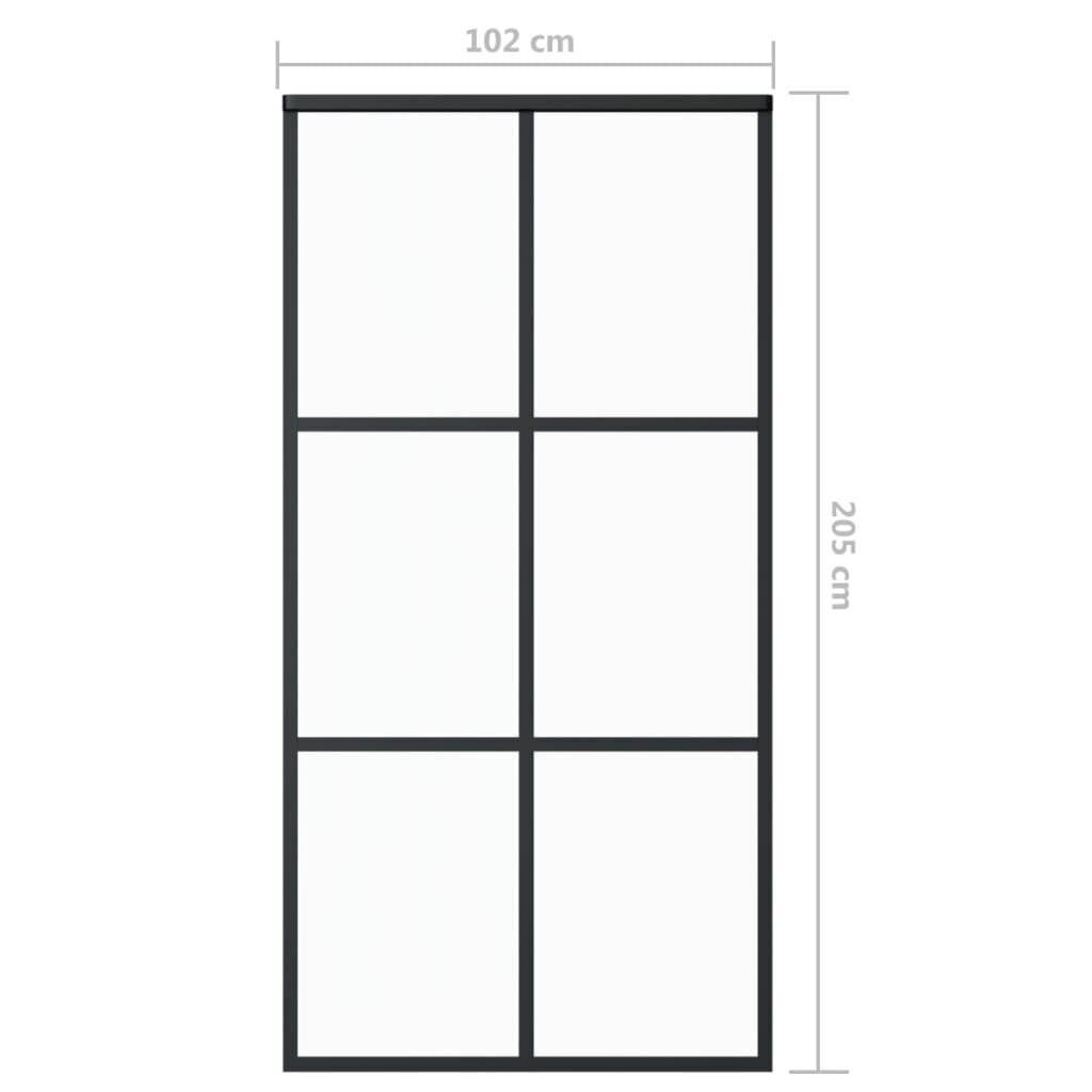 vidaXL Liukuovi ESG-lasi ja alumiini 102x205 cm musta hinta ja tiedot | Sisäovet | hobbyhall.fi