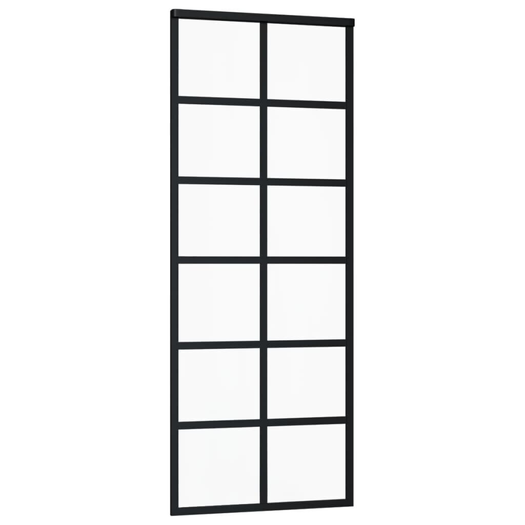 vidaXL Liukuovi ESG-lasi ja alumiini 76x205 cm musta hinta ja tiedot | Sisäovet | hobbyhall.fi