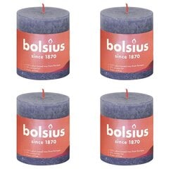 Bolsius Pilarikynttilät Shine 4 kpl rustiikkinen 80x68 mm sininen hinta ja tiedot | Kynttilät ja kynttilänjalat | hobbyhall.fi