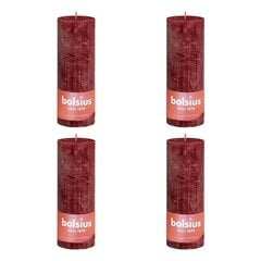 Bolsius Pilarikynttilät Shine 4 kpl rustiikkinen 190x68 mm punainen hinta ja tiedot | Kynttilät ja kynttilänjalat | hobbyhall.fi