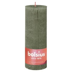 Bolsius Pilarikynttilät Shine 4 kpl rustiikkinen 190x68 mm oliivi hinta ja tiedot | Kynttilät ja kynttilänjalat | hobbyhall.fi