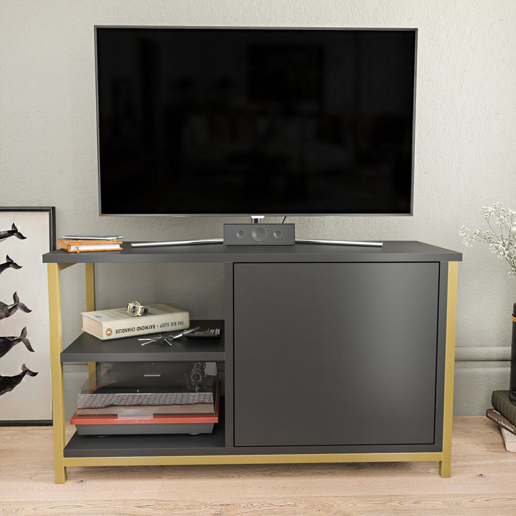 TV-taso, Asir, 89,6x35,3x50,8 cm, kulta/harmaa hinta ja tiedot | TV-tasot | hobbyhall.fi