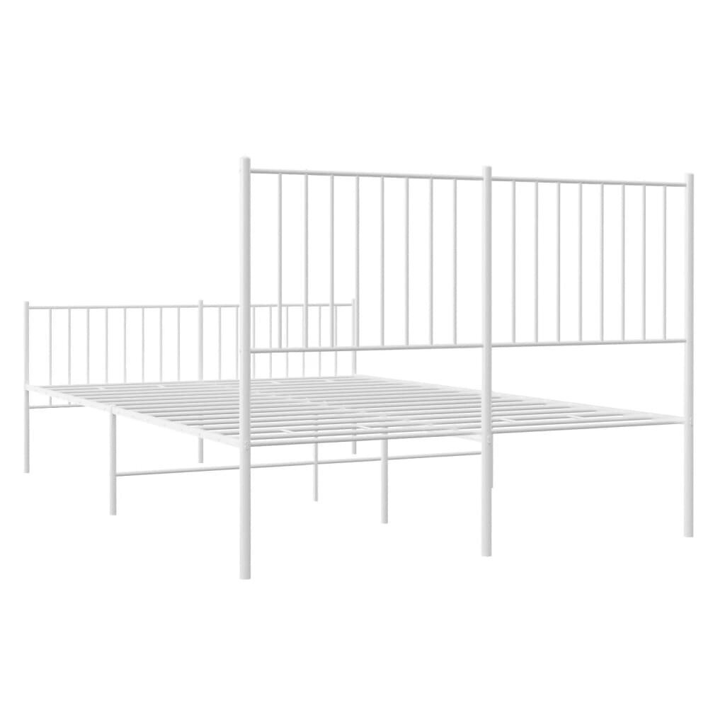 vidaXL Metallinen sängynrunko päädyillä valkoinen 140x190 cm hinta ja tiedot | Sängyt | hobbyhall.fi