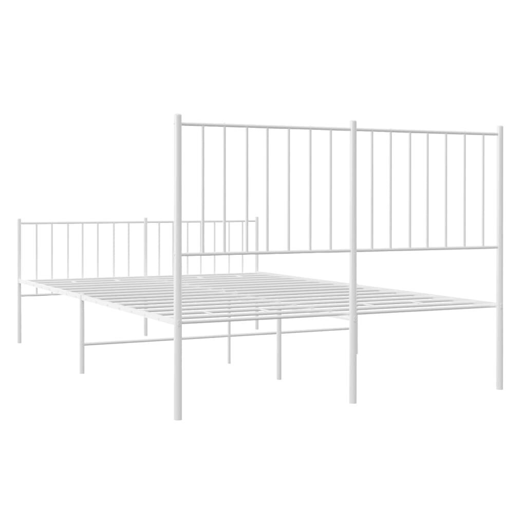 vidaXL Metallinen sängynrunko päädyillä valkoinen 120x190 cm hinta ja tiedot | Sängyt | hobbyhall.fi