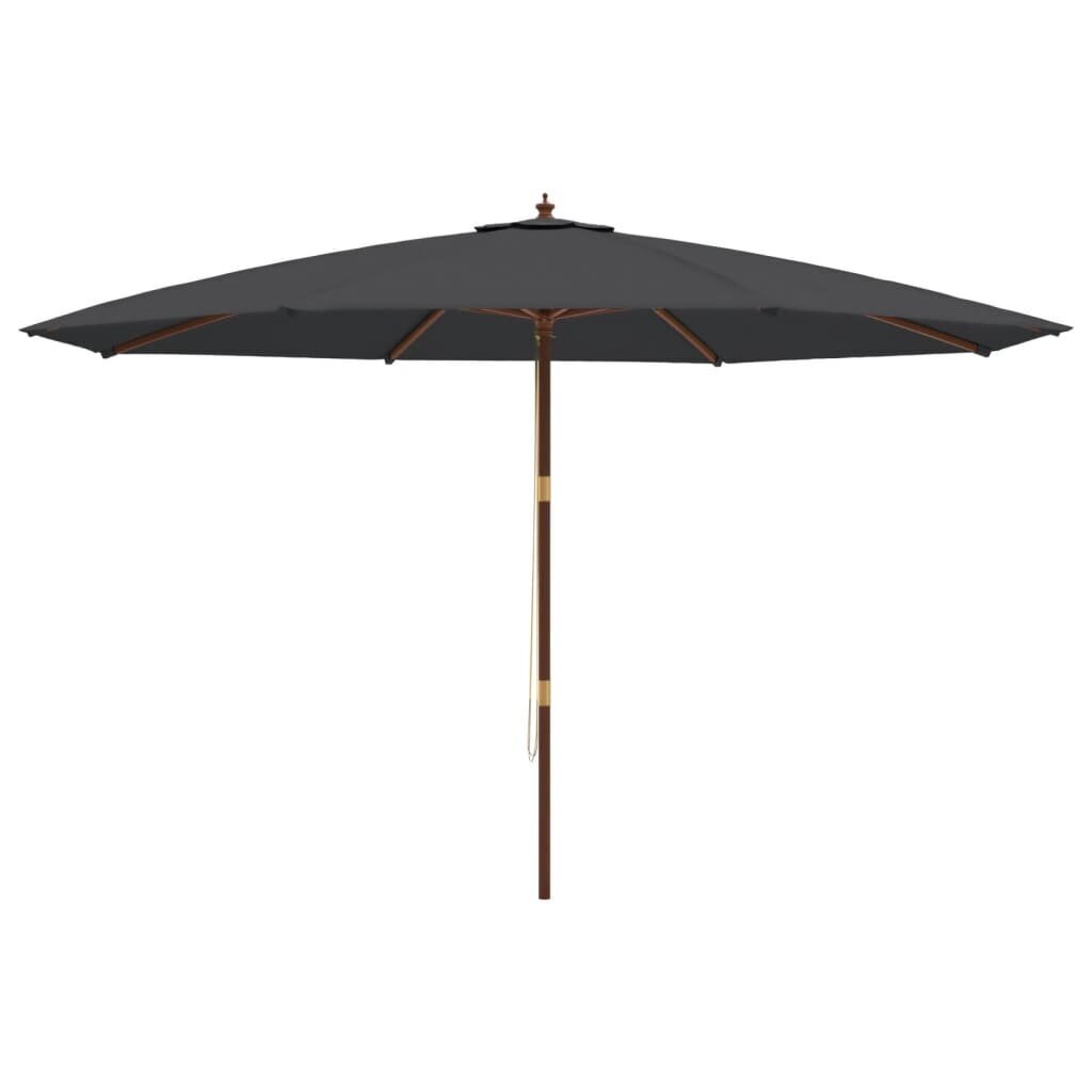 vidaXL Puutarhan aurinkovarjo puutolppa musta 400x273 cm hinta ja tiedot | Aurinkovarjot ja markiisit | hobbyhall.fi