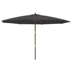vidaXL Puutarhan aurinkovarjo puutolppa musta 400x273 cm hinta ja tiedot | Aurinkovarjot ja markiisit | hobbyhall.fi