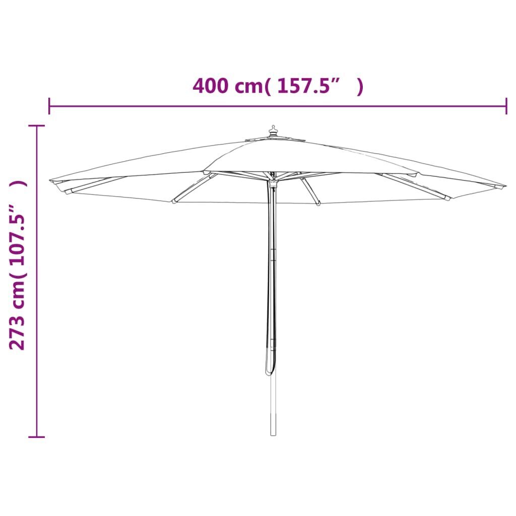 vidaXL Puutarhan aurinkovarjo puutolppa musta 400x273 cm hinta ja tiedot | Aurinkovarjot ja markiisit | hobbyhall.fi