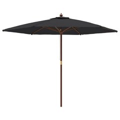 vidaXL Puutarhan aurinkovarjo puutolppa musta 299x240 cm hinta ja tiedot | Aurinkovarjot ja markiisit | hobbyhall.fi
