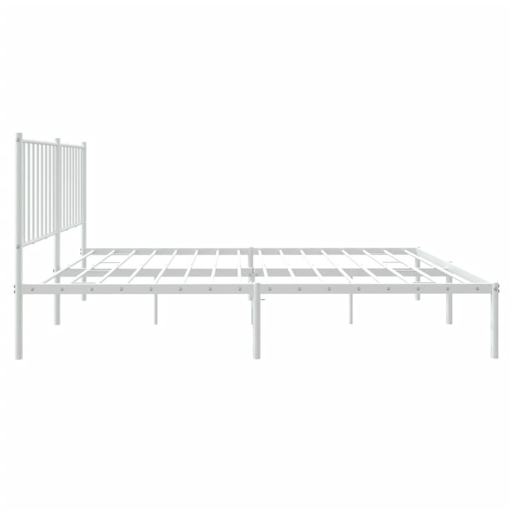 vidaXL Metallinen sängynrunko päädyllä valkoinen 140x190 cm hinta ja tiedot | Sängyt | hobbyhall.fi