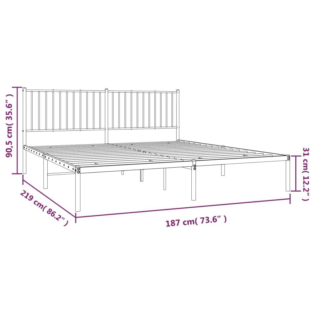 vidaXL Metallinen sängynrunko päädyllä valkoinen 183x213 cm hinta ja tiedot | Sängyt | hobbyhall.fi