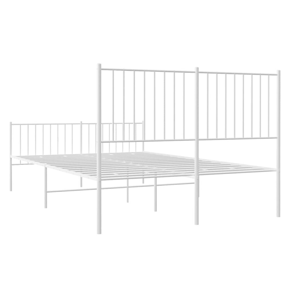 vidaXL Metallinen sängynrunko päädyillä valkoinen 135x190 cm hinta ja tiedot | Sängyt | hobbyhall.fi