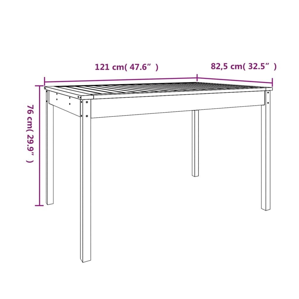 vidaXL Puutarhapöytä 121x82,5x76 cm täysi douglaskuusi hinta ja tiedot | Puutarhapöydät | hobbyhall.fi