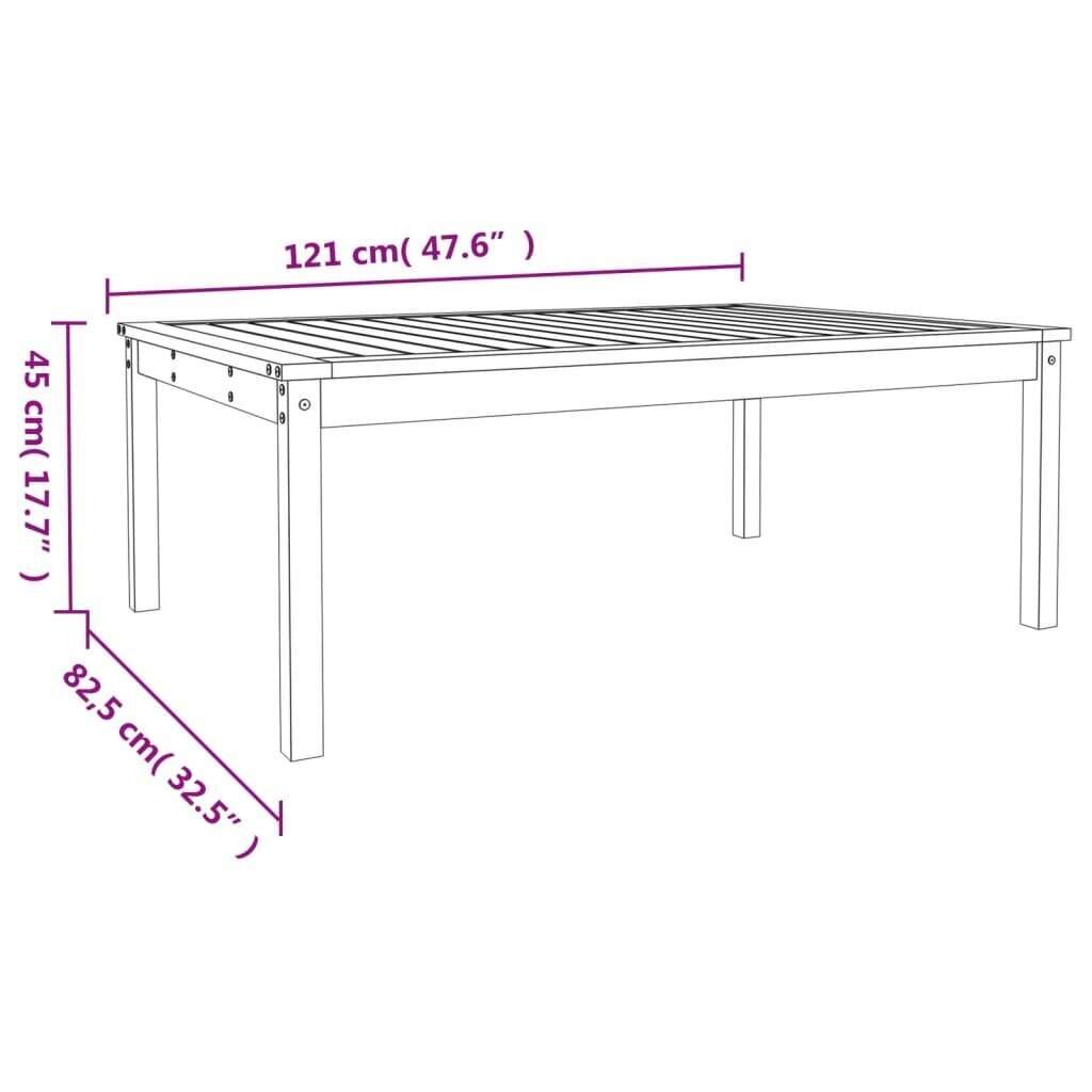 vidaXL Puutarhapöytä valkoinen 121,5x82,5x45 cm täysi mänty hinta ja tiedot | Puutarhapöydät | hobbyhall.fi