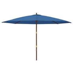 vidaXL Puutarhan aurinkovarjo puutolppa taivaansininen 400x273 cm hinta ja tiedot | Aurinkovarjot ja markiisit | hobbyhall.fi
