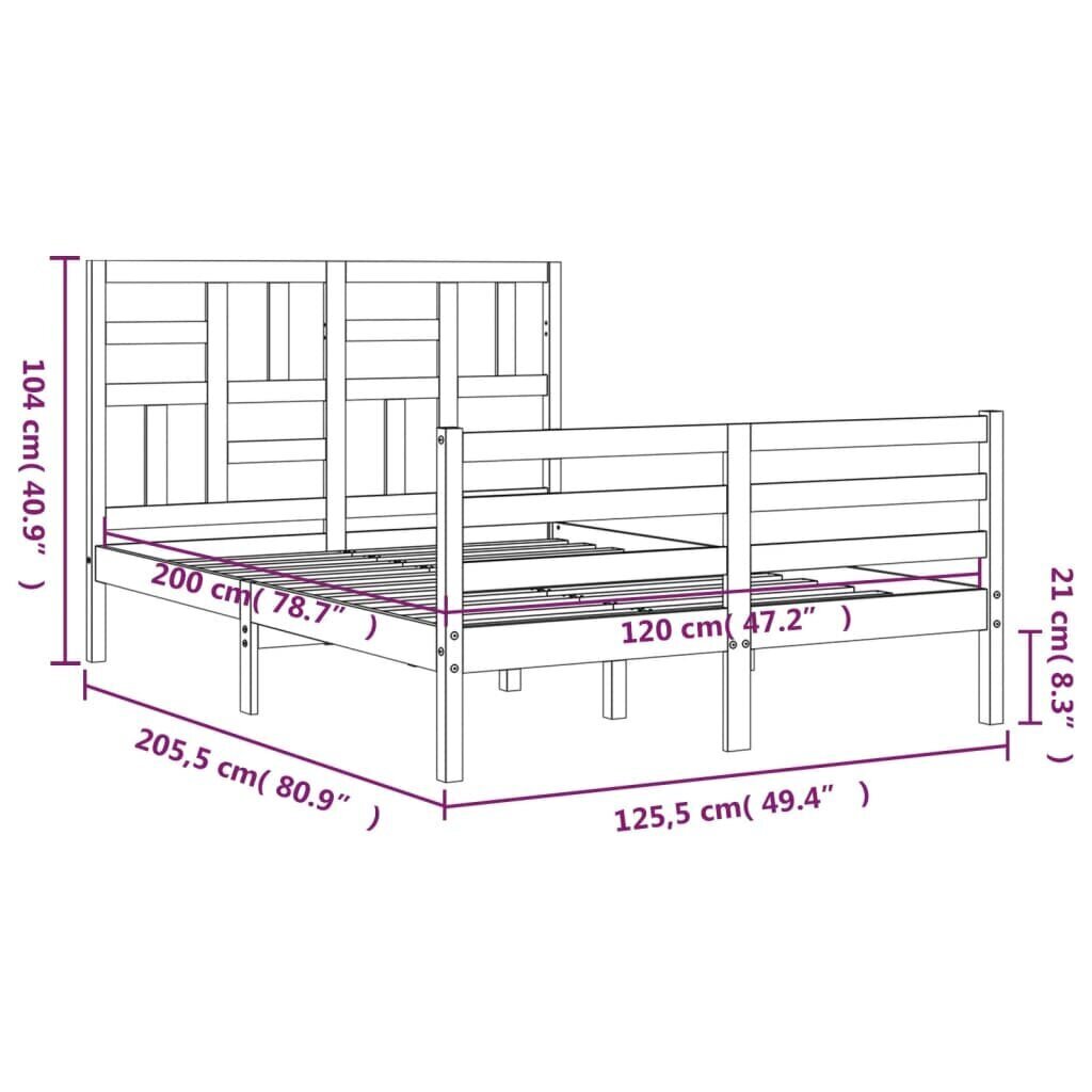 vidaXL Sängynrunko päädyllä 120x200 cm täysi puu hinta ja tiedot | Sängyt | hobbyhall.fi