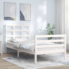 vidaXL Sängynrunko päädyllä valkoinen 90x200 cm täysi puu hinta ja tiedot | Sängyt | hobbyhall.fi