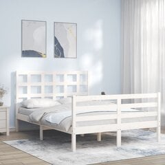 vidaXL Sängynrunko päädyllä valkoinen 140x200 cm täysi puu hinta ja tiedot | Sängyt | hobbyhall.fi